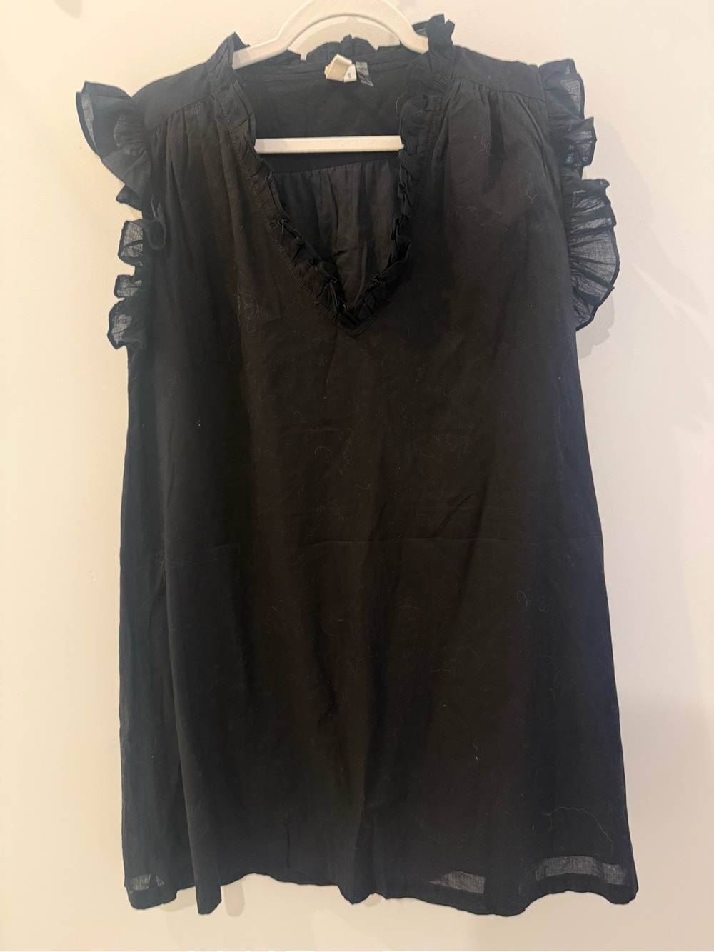 Elan Women’s Black Ruffle Sleeve V-Neck Swimsuit Coverup